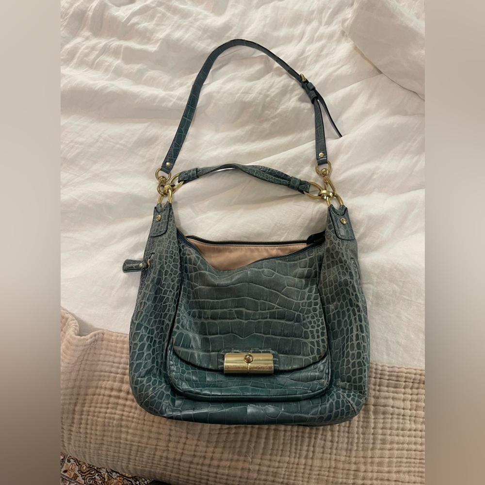Coach blue alligator purse